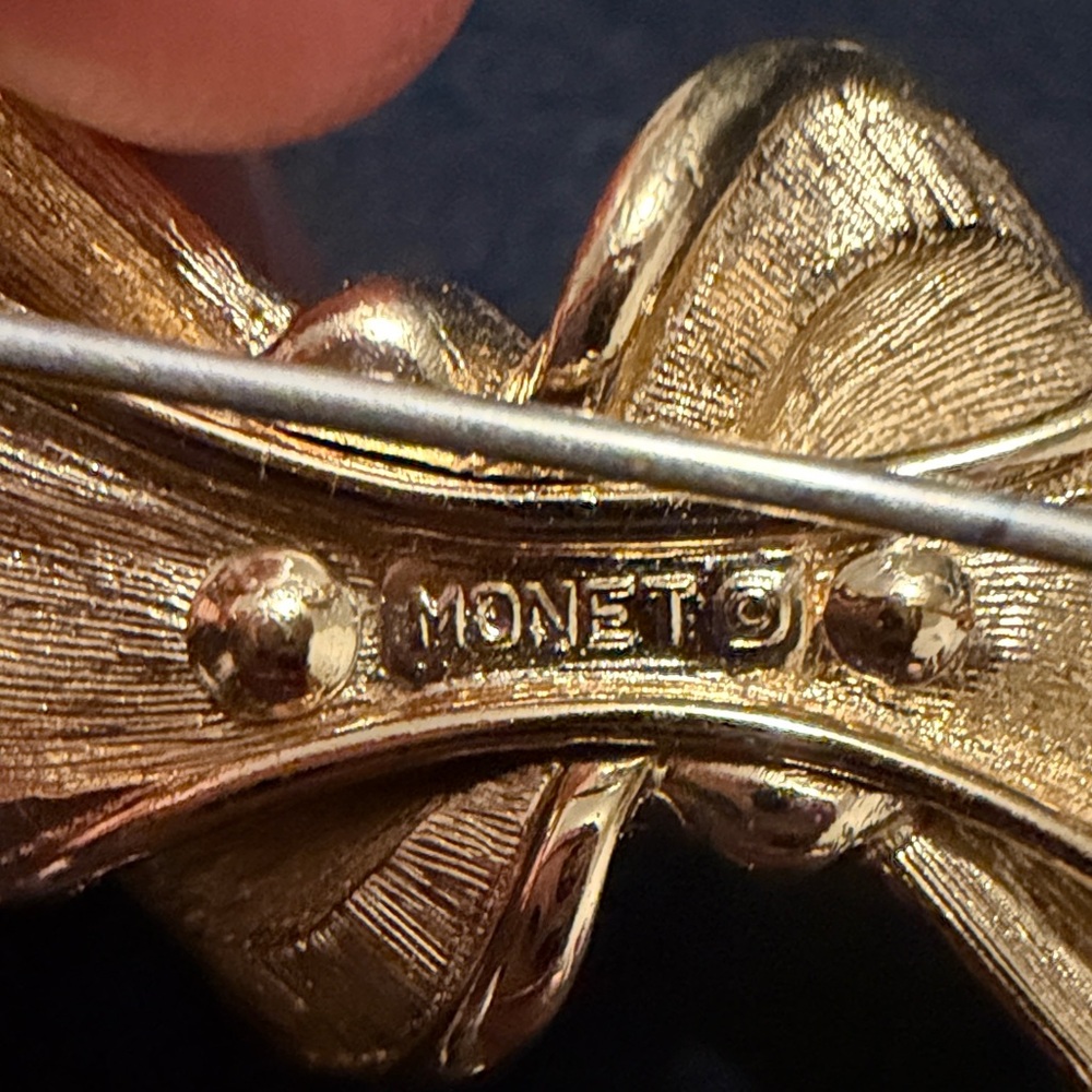 Monet Gold Wave Clip-On Earrings - Picture 2 of 5
